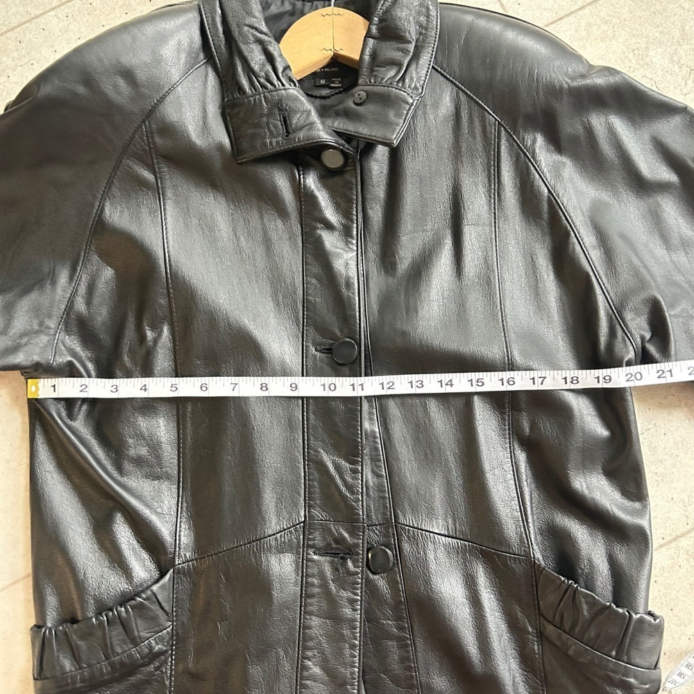 Vintage Pelle Leather Jacket Black Button Front Classic Style - Men's Small - Picture 6 of 9